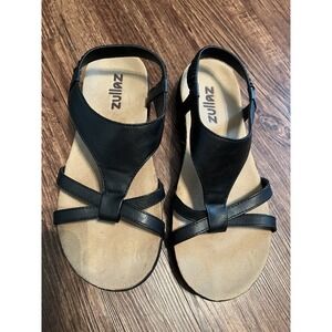 Zullaz Women's Extra Wide Sandals Size US 11 Comfort Elastic Sling Back Shoes Bl